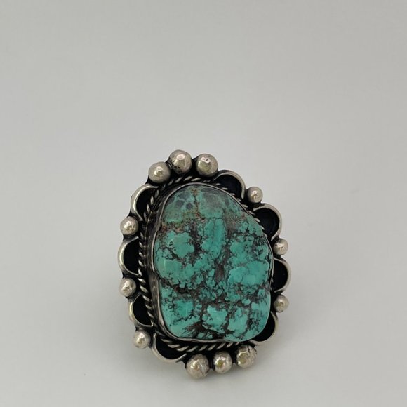 Rough Turquoise and Sterling Silver Ring - Picture 3 of 13